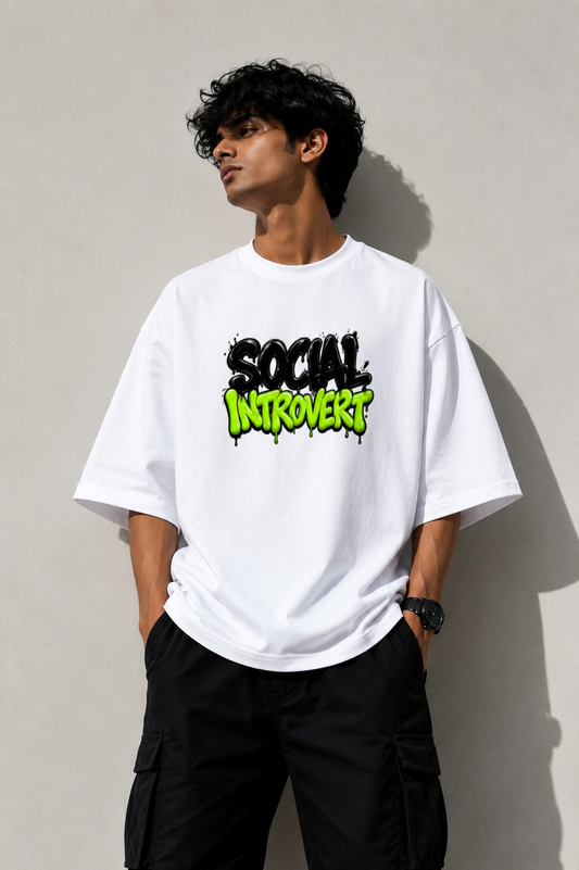 SOCIAL INTROVERT PREMIUM OVERSIZED T-SHIRT|ZENVIBE